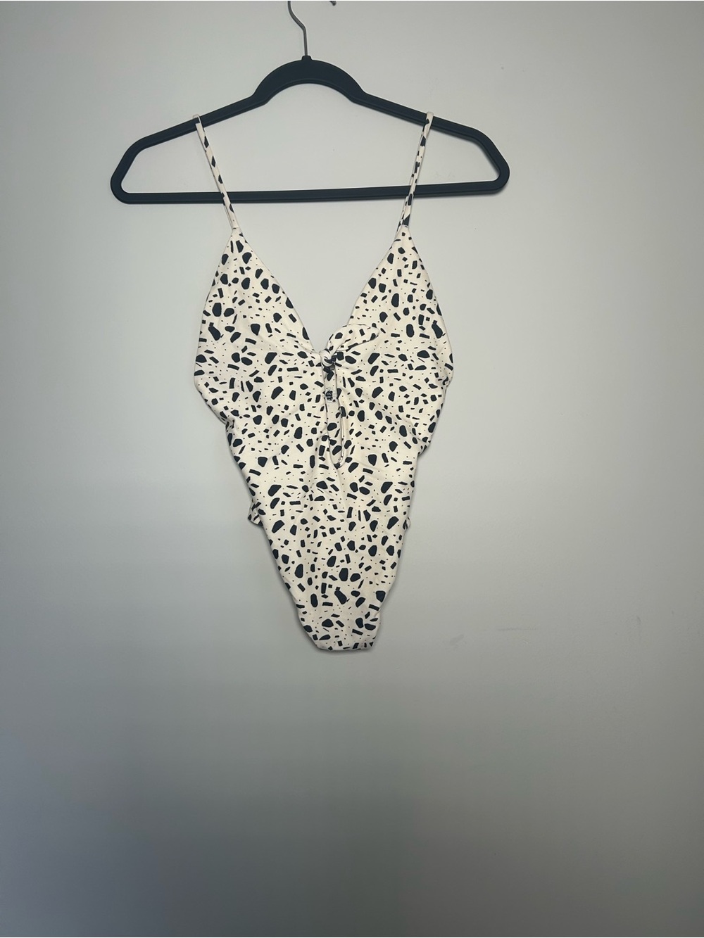 Aila Blue womens White and Black Terrazzo Print One-Piece Swimsuit